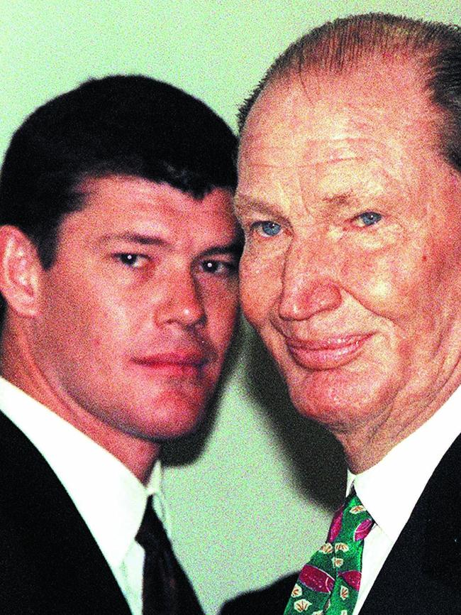 James with his father Kerry Packer.