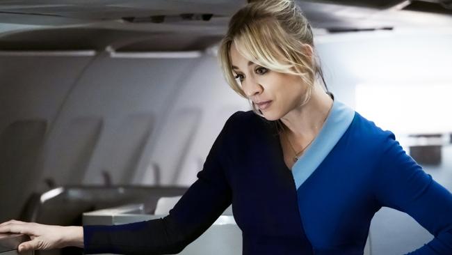 Cuoco stars in a scene from The Flight Attendant, which streams locally on BINGE. Picture: Supplied/HBO