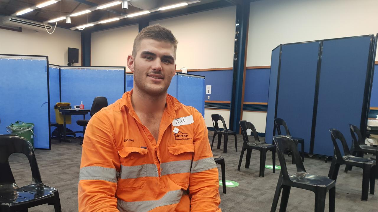 Carpenter Roarke Christensen had his first jab at the Rockhampton Covid vaccination centre on October 21.