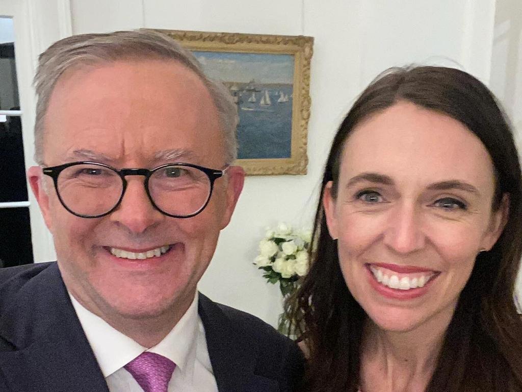 Prime Minister of New Zealand Jacinda Ardern meets with Australian Prime Minister Anthony Albanese at Kirribilli House. Picture: Twitter / @AlboMP