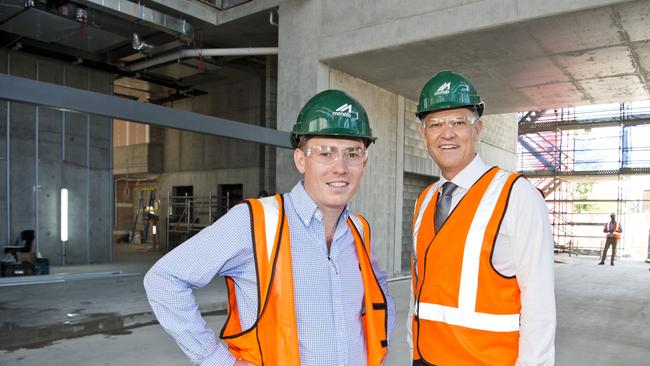 Project director Kenneth Wagner and Minor Hotel Group chief operation officer Craig Hooley at the Oaks Hotel, the site of the former Gladstone Hotel. Picture: Nev Madsen. Thursday, 24th Oct, 2019.