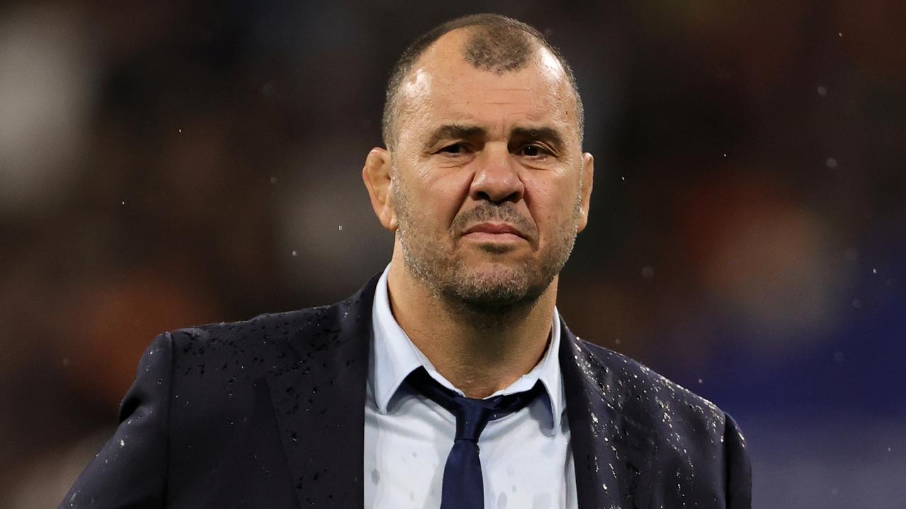 PARIS, FRANCE - OCTOBER 20: Michael Cheika, Head Coach of Argentina, looks on prior to the Rugby World Cup France 2023 semi-final match between Argentina and New Zealand at Stade de France on October 20, 2023 in Paris, France. (Photo by David Rogers/Getty Images)