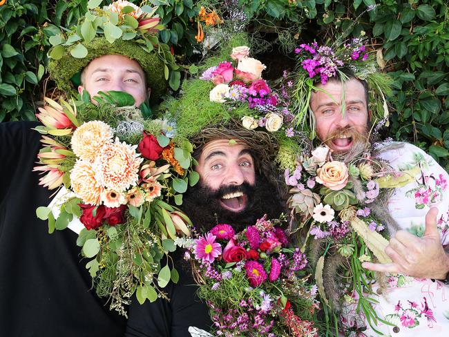 Previous flower beard entrants Jason Grigoriou, Costa Georgiadis and Kris Fairweather (winner)