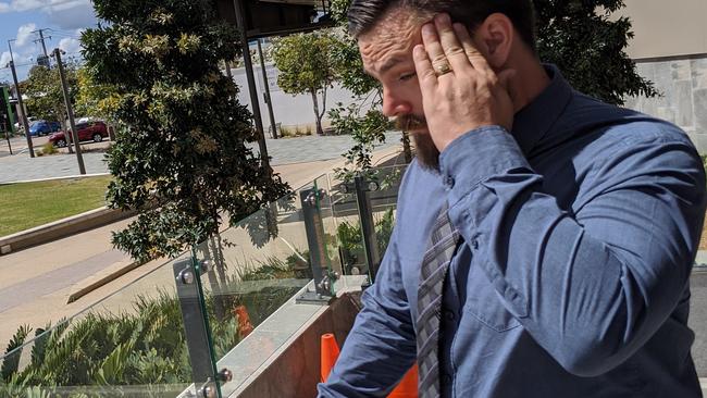 Jimboomba police officer Snr Const Ric George Lee-Anderson, 35, leaving Beenleigh Magistrates Court. Picture: Alex Treacy