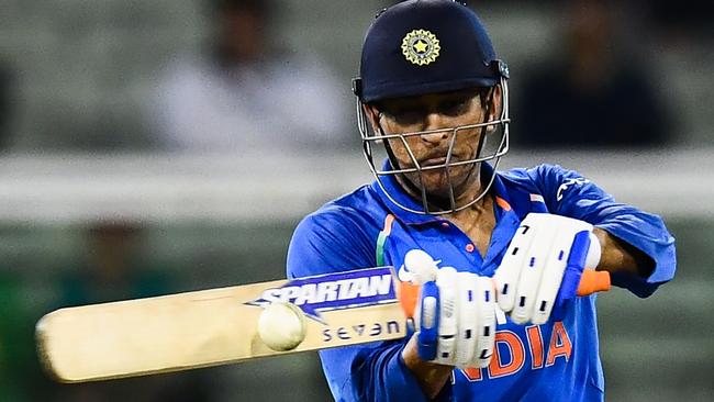 India's MS Dhoni goes on the attack. Picture: AFP