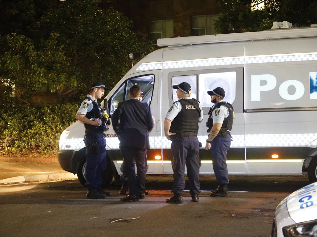 Police set up a command post on Morehead Road, Redfern after the fatal stabbing of David Bradshaw. Picture: Steve Tyson.