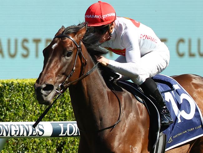 SYDNEY, AUSTRALIA - OCTOBER 14: James Mcdonald riding  I Am Me wins Race 6 Feel New Sydney Stakes during Sydney Racing - TAB Everest Day at Royal Randwick Racecourse on October 14, 2023 in Sydney, Australia. (Photo by Jeremy Ng/Getty Images)