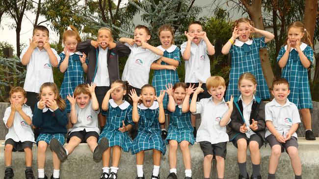 St Mary Mackillop Catholic School 2025 Prep Burgundy front Nathan Turra, Isabelle Hassett, Cameron Cawood, Emilia Caimano, Stella Antczak, Zara Neuschafer, Wyatt Noonan, Wesley Tanner, Carter Taylor. Back Eli Hague, Anna Grassick, Hudson Dale, Mason Catley, Ruby Pyle, Lochie Smith, Delilah Turner, Hannah Worland