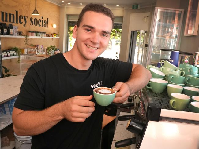 Nick Young, owner of Unley Social, which has implemented a coffee subscription scheme where $13 gets you unlimited coffee for the week. 10 February 2025. Picture: Dean Martin