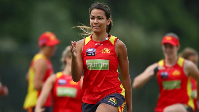 Tayla Thorn during a Gold Coast Suns AFLW training session on February 04, 2020 in Gold Coast, Australia. (Photo by Chris Hyde/Getty Images)