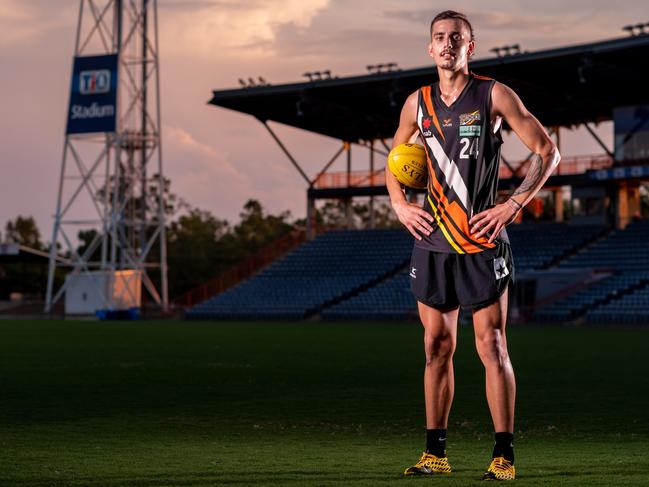 AFL draft hopeful Joel Jeffrey pictured at TIO Stadium.Picture: Che Chorley