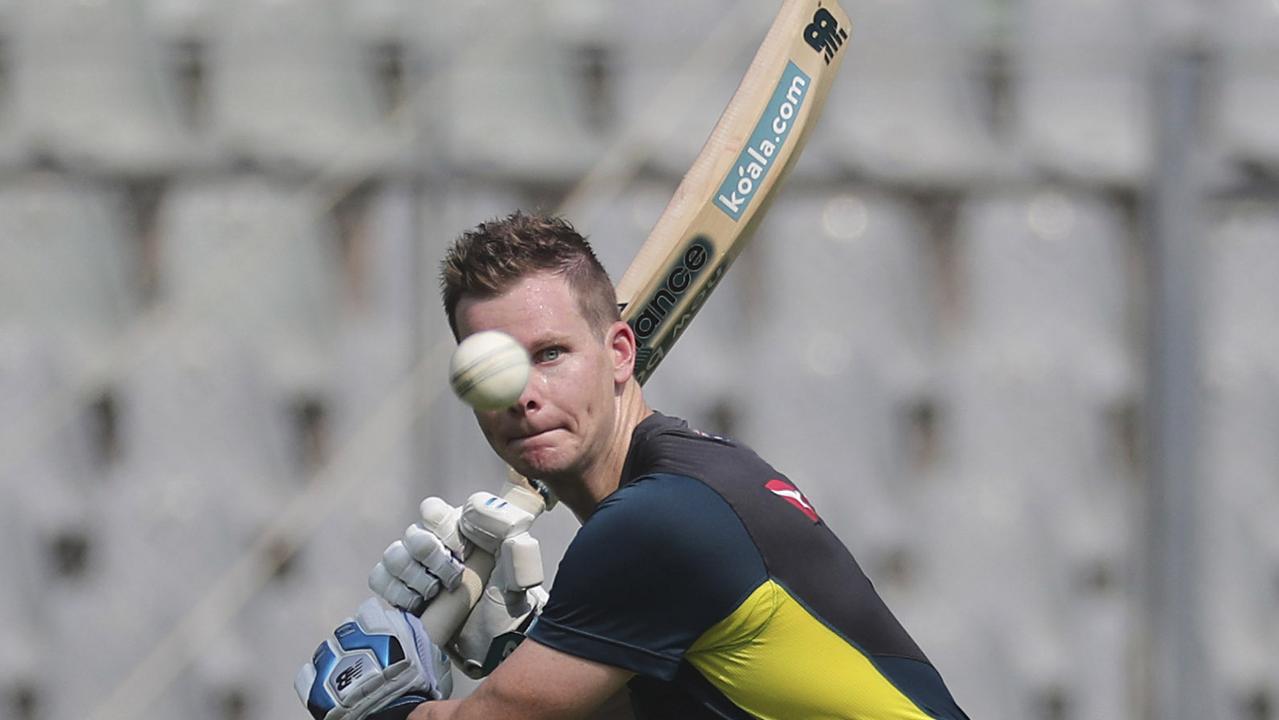 Australia’s Steve Smith bats during a training session in Mumbai, India.