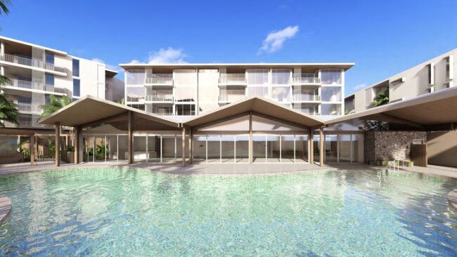 Plantation’s design for the Baringa site include a communal activities hall and outdoor pool area.