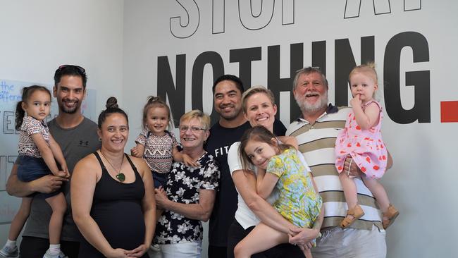 Turning up to support the grand opening of Fitstop Rural View on Saturday, April 11, 20201 were (from left): Hiwa Daniels, 3, Jackson Daniels, Matiangaro Daniels, Jack Daniels, 2, Christine McGovern, owners Jerome and Tegan Iakimo and their daughter Spencer, 5, Brian McGovern and Olive McGovern. Picture: Heidi Petith