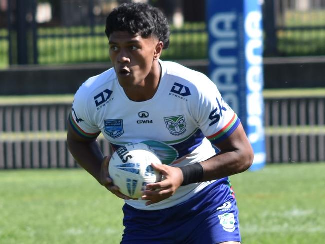 Siale Pahulu runs the ball up. Picture: Sean Teuma. NSWRL Junior Reps, Harold Matthews Cup round four, South Sydney Rabbitohs vs New Zealand Warriors at Redfern Oval, 25 February 2024