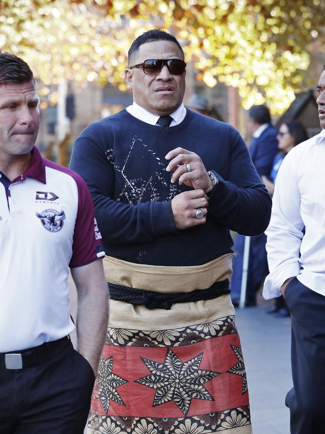 John Hopoate arrives at the state funeral for Bob Fulton on Friday. Picture: Sam Ruttyn