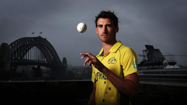 Mitchell Starc at the announcement of the Australian World Cup squad. Picture: Phil Hillyard.