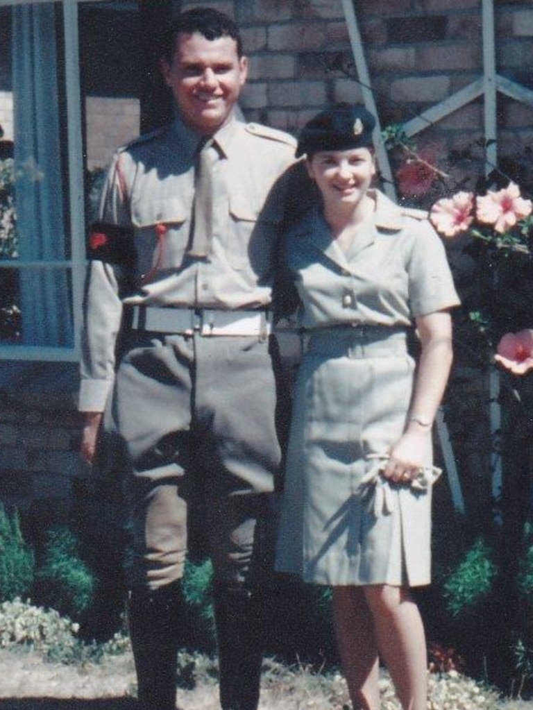 “This photo is of myself Desiree Green (Harms) and my husband Geoffrey Green in Melbourne. I was in the WRAAC (Women's Royal Australian Army Corps). My husband was a National Serviceman in the Provost Corps. We met in 1967 and married in December 1968 (still married). I had to leave the Army as married women couldn't stay in the Army at that time. My husband was a NSW Policeman before being called up and he went back to the force.” Picture: Supplied by Desiree Green