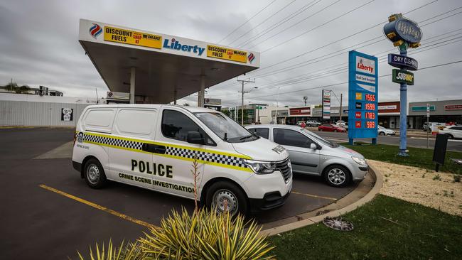 Police at the scene of the attempted robbery at Richmond on Wednesday morning. Picture: Tom Huntley