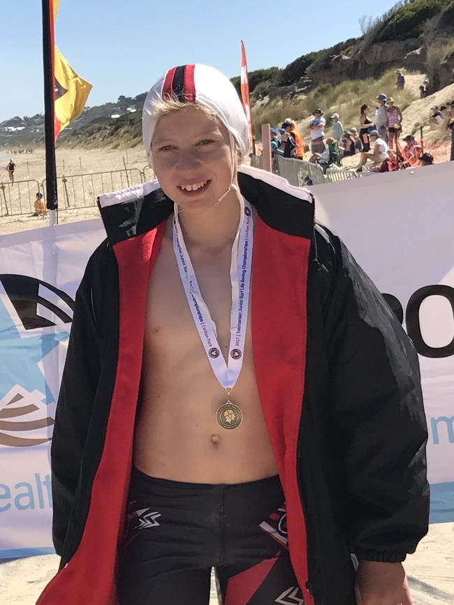 Tasmanian Olympic swimmer Max Giuliani as a junior at the Carlton Park Surf Life Saving Club