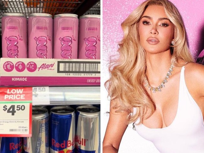 Kim Kardashian’s energy drink just hit Woolworths shelves in Australia. Picture: Instagram/KimKardashian