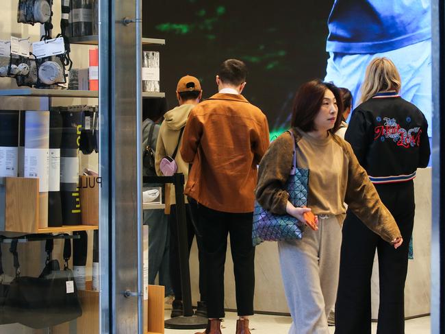 SYDNEY, AUSTRALIA - Newswire Photos - MAY 15:  Members of the public are seen during lunch time in the Sydney CBD shopping at Lulu Lemon store, despite the rising cost of inflation. Picture: NCA Newswire / Gaye Gerard