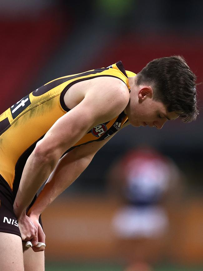 Young gun Will Day shows his disappointment after the final siren.