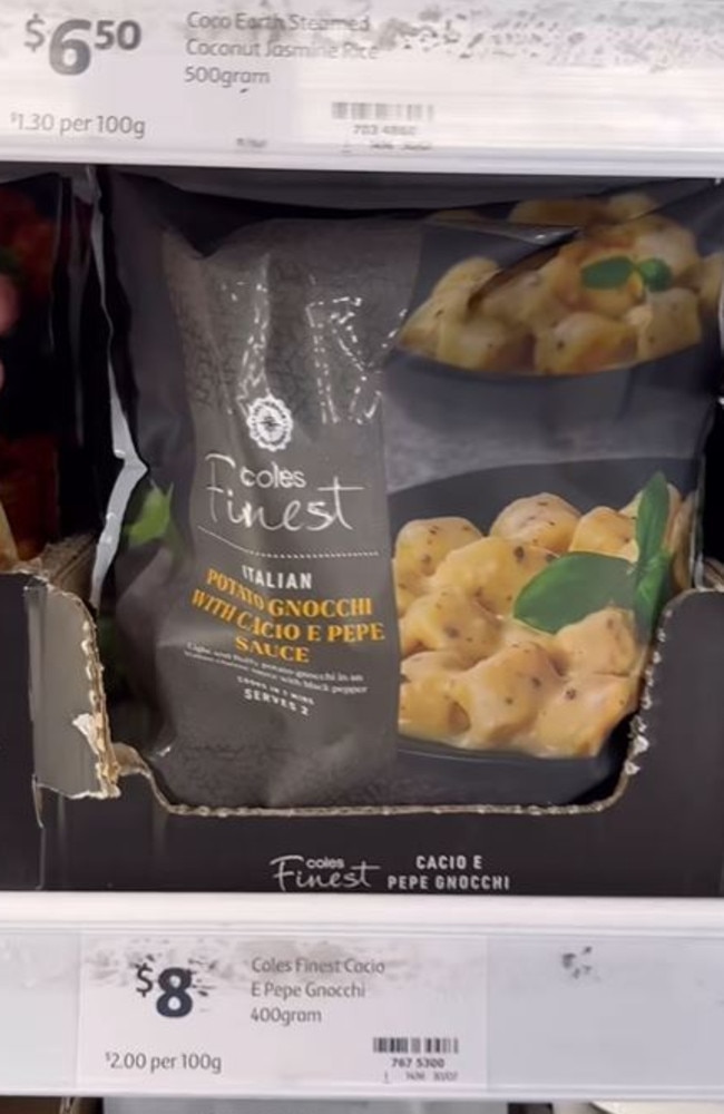 Coles introduces Coles Finest Potato Gnocchi Cacio e Pepe. Picture: Instagram/@nectoriouspapi