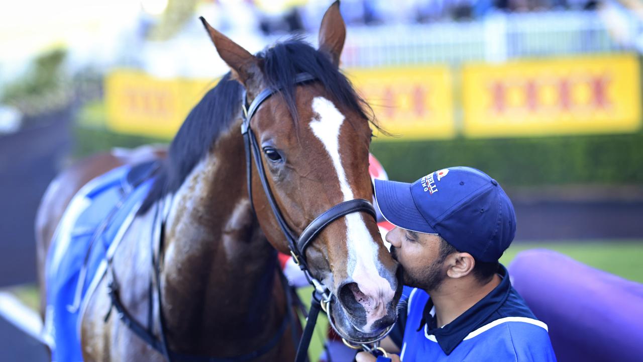 Sejardan and his strapper after winning the Golden Gift at Rosehill last month. Photo: Mark Evans/Getty Images.