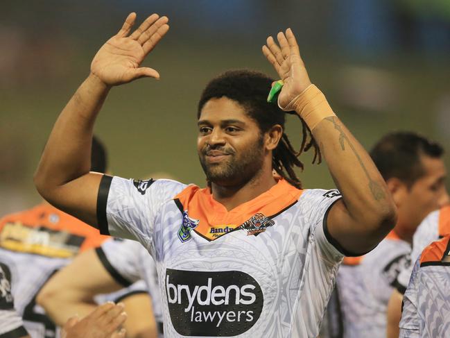 Jamal Idris of the Tigers during the St George Illawarra Dragons v Wests Tigers trial game at WIN Stadium, Wollongong. pic Mark Evans