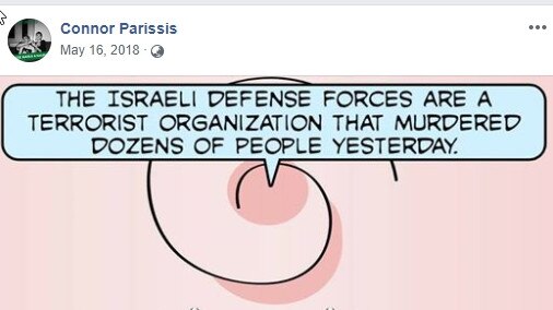 Greens candidate for Barton Connor Parissis on Israel.