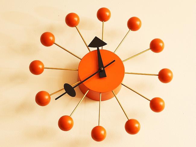 Auction of Bob Hawke & Blanche d'Alpuget Mementos Curiosities Art and Design: George Nelson (American, 1908-1986) Orange Ball Wall Clock, designed c. 1950 manufactured by Vitra, battery operated, retains manufacturer’s label. Picture: Supplied