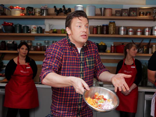 Jamie Oliver in Australia as part of The Ministry of Food. Pictures: Nicole Cleary