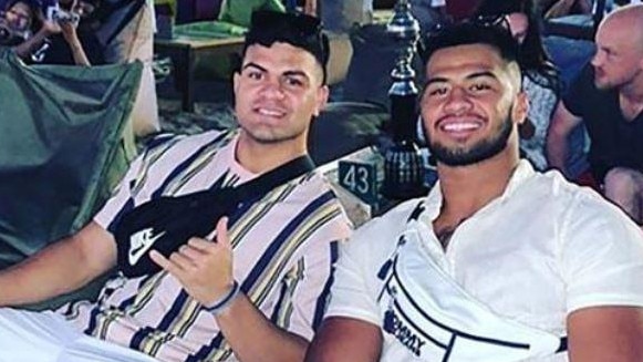 David Fifita and Payne Haas on holiday in Bali.