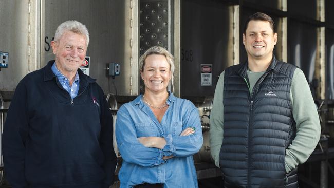 Mike Press from Mike Press Wines, Corrina Wright from Oliver's Taranga Vineyards and Oliver &amp; Press Winemakers general manager and winemaker Josh Waechter.