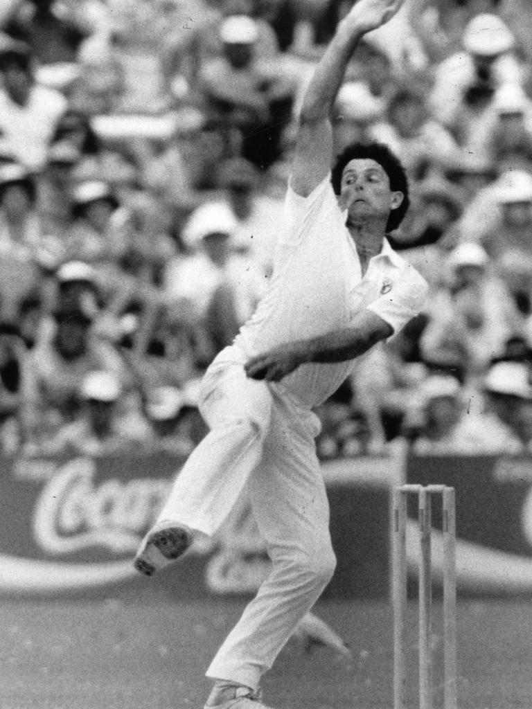 Australian bowler Mike Whitney during Australia vs West Indies Fifth Test match at Adelaide Oval in 1989. Picture: Alex Massey