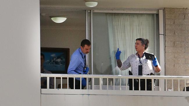 Police at the crime scene at View Pacific Resort yesterday. Picture: Glenn Hampson