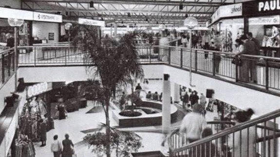 Shoppers inside the centre in its early days.