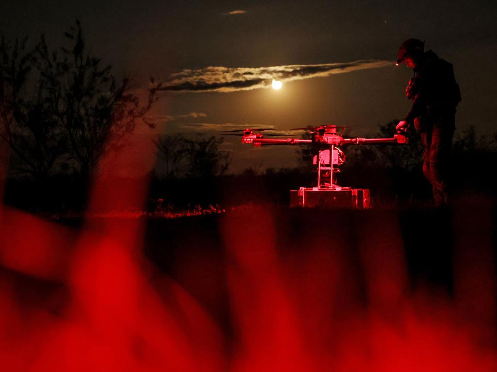 A Ukrainian serviceman prepares to fly a 'Kazhan' drone, designed to deliver cargo and carry heavy bombs. picture: Oleg Petrasiuk/24th Mechanized Brigade of Ukrainian Armed Forces/AFP