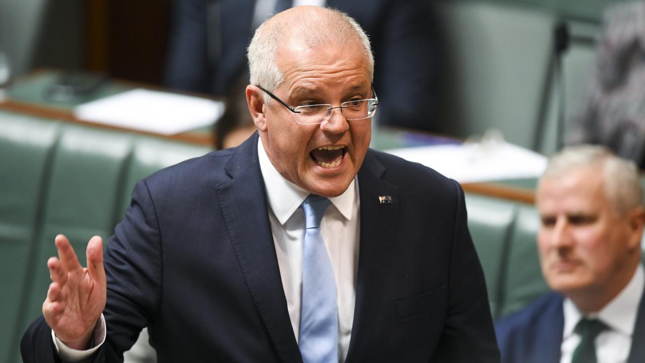 Scott Morrison in Question Time ahead of tonight’s Budget. Picture: AAP