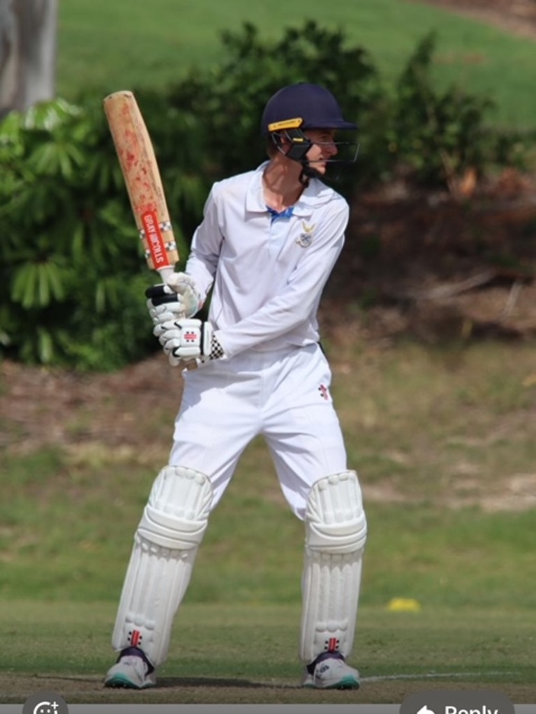 Allister Hillier batting - he is also a forceful fast bowler.