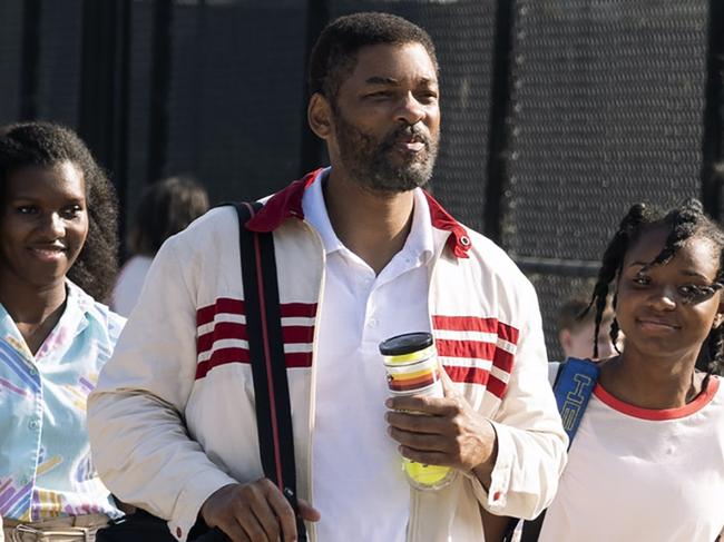 King Richard stars Will Smith, centre, as Venus and Serena Williams’ father.