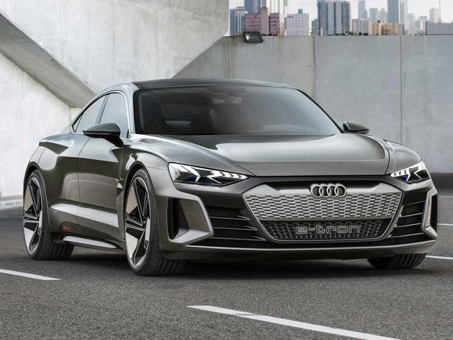 The Audi e-tron GT concept is unveiled at Los Angeles Auto Show.