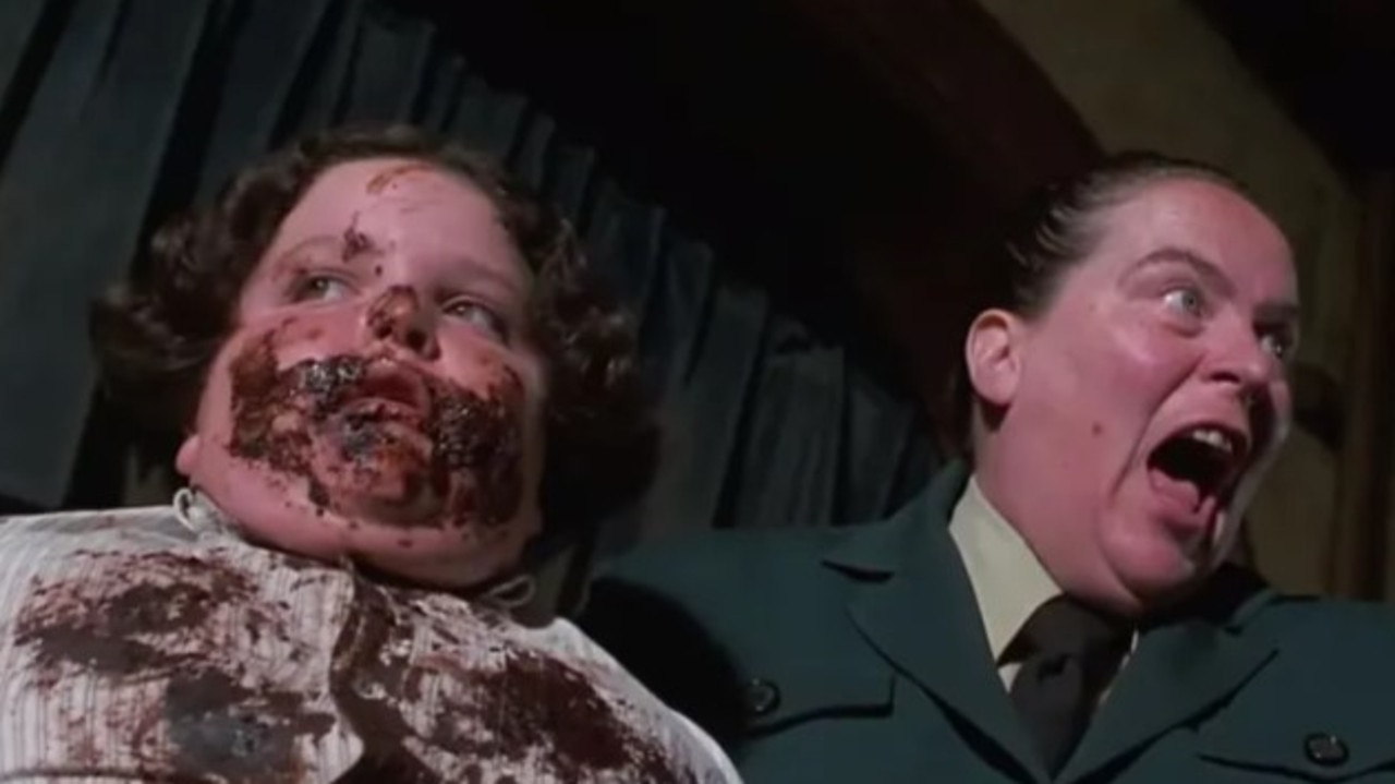 Jimmy Karz played Bruce Bogtrotter and Pam Ferris played Ms Trunchbull in Matilda. Pictures: Sony Pictures