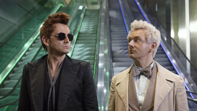 David Tennant and Michael Sheen in Good Omens. Picture: Amazon Video Prime