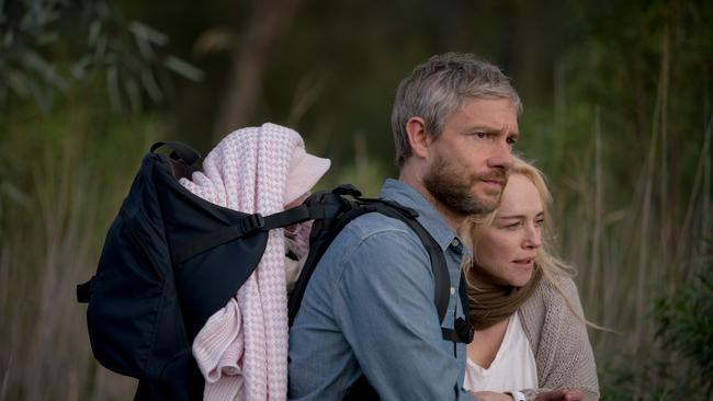 Martin Freeman and Susie Porter with baby Rosie. Picture: Supplied