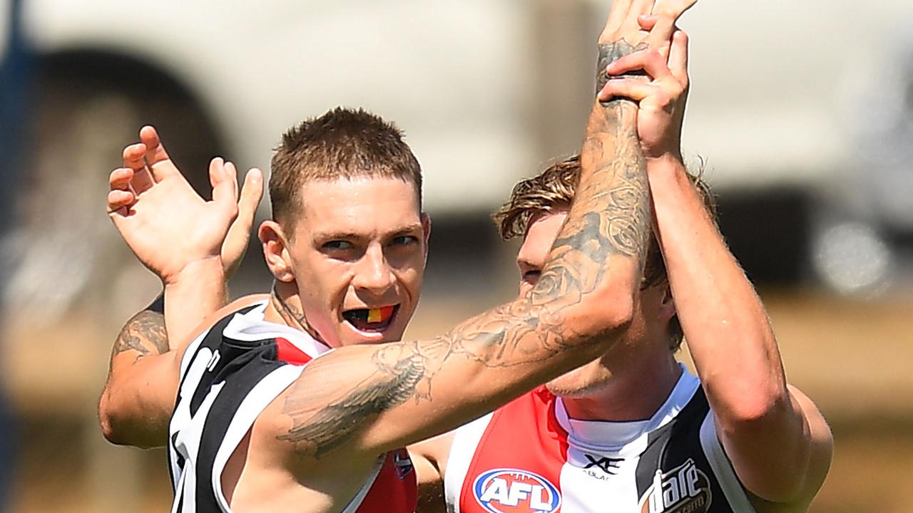 New Saint Matthew Parker celebrates a goal during the win. Picture: Getty