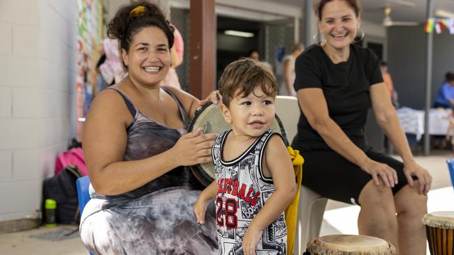 Helen Maragkos and Yianni Maragkos enjoys a day of fun and activities at a special Harmony Day celebration at the Malak Community Centre as part of the Fun Bus program. Picture: Pema Tamang Pakhrin