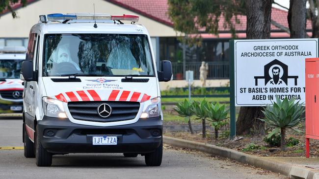 St Basil's Home for the Aged patients are removed because of a coronavirus outbreak. Picture: Nicki Connolly