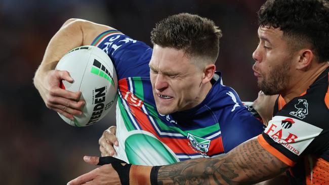 Luke Metcalf’s year is over in a blow for the Warriors. Picture: Michael Bradley/Getty Images.